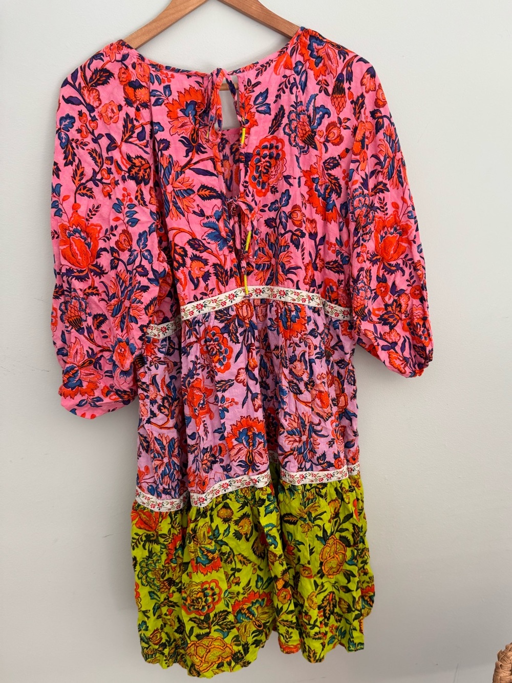 By Anthropologie Robin Tiered Mini Dress Pink Floral Size M - Picture 4 of 7